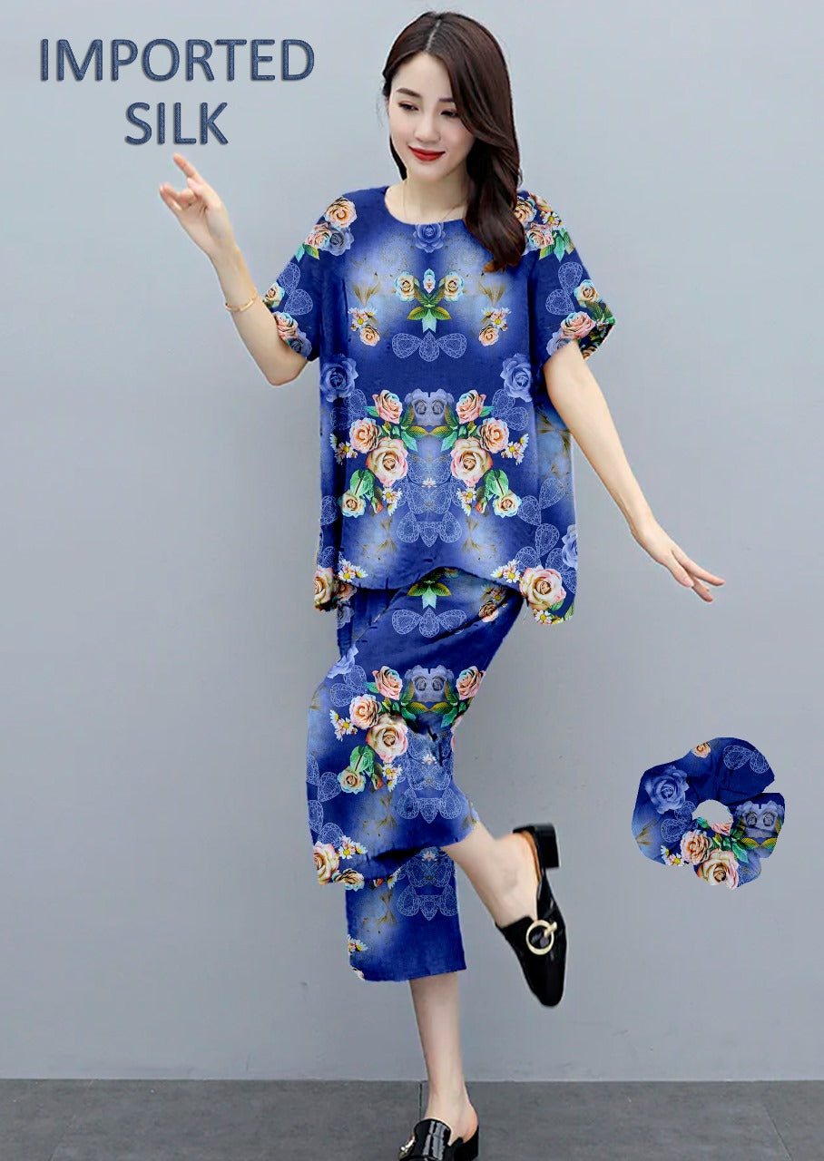 Round Shape Imported 2-Piece Summer Stitched Sleepwear