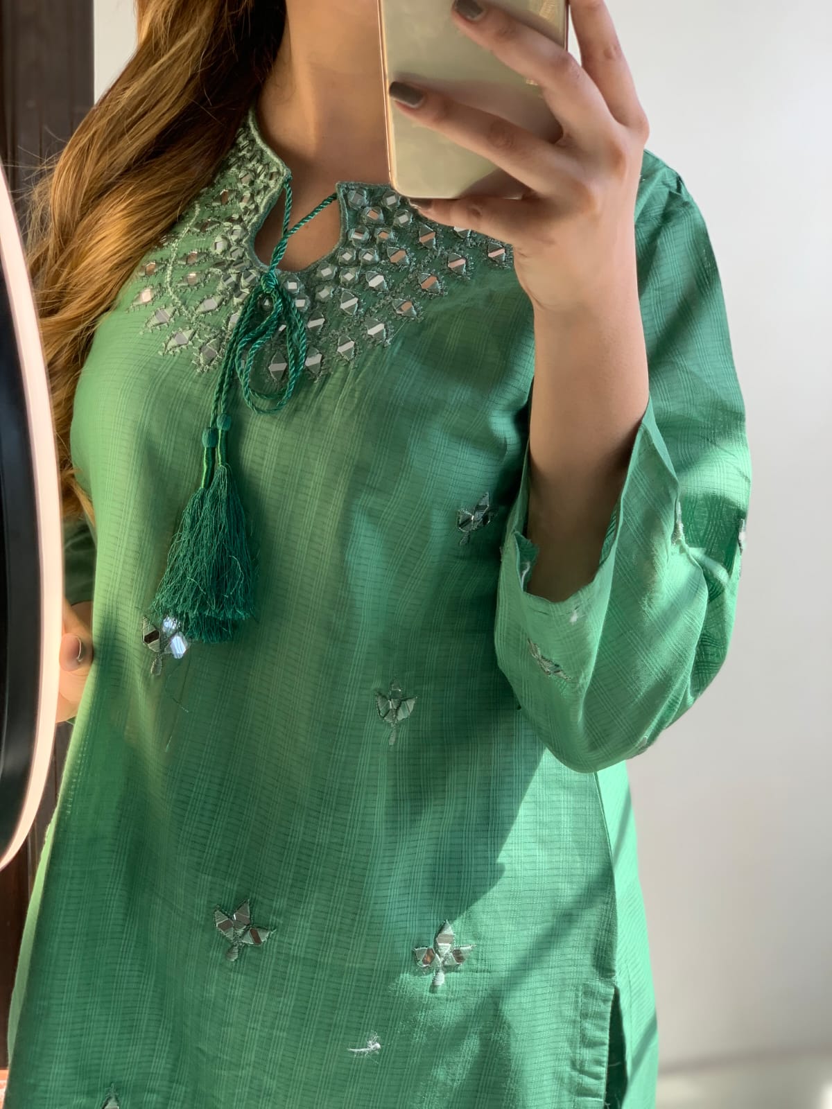 Handmade Mirror Embroidery 2Pc