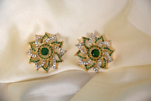 Unique Style  Gold-Plated Green Earing sets