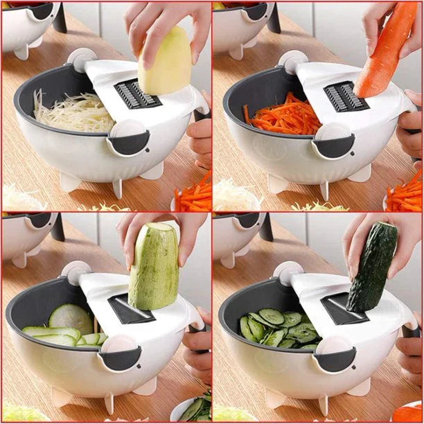 9 in 1 Multi-functional Vegetable Cutter With Drain Basket