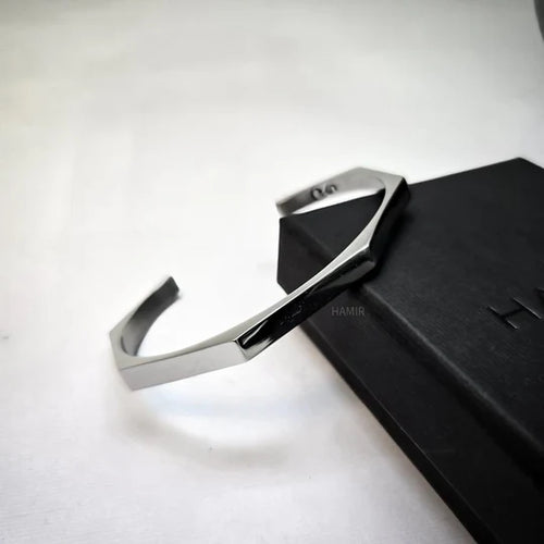 Elegant Stainless Steel Hexagon Cuff Bracelet