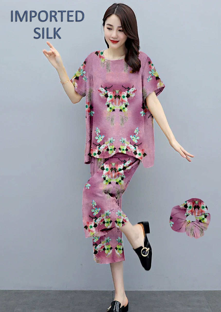 Round Shape Imported 2-Piece Summer Stitched Sleepwear