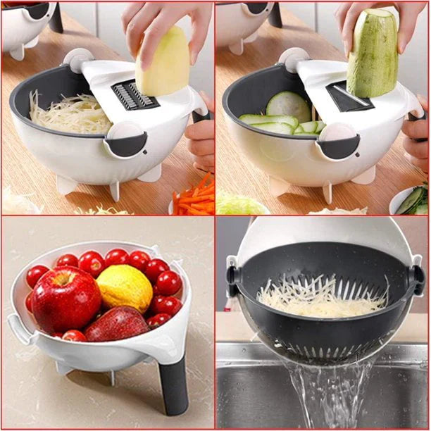 9 in 1 Multi-functional Vegetable Cutter With Drain Basket