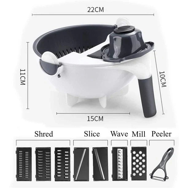 9 in 1 Multi-functional Vegetable Cutter With Drain Basket