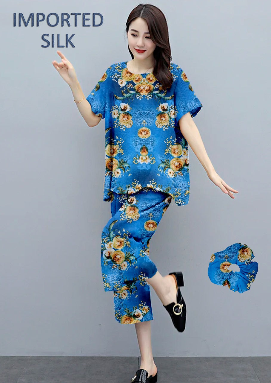 Round Shape Imported 2-Piece Summer Stitched Sleepwear