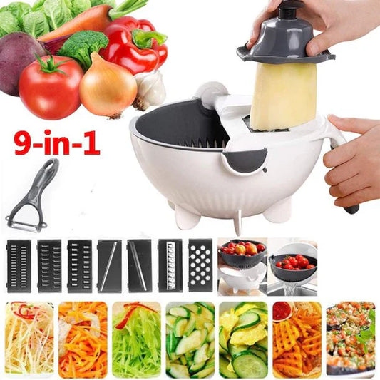 9 in 1 Multi-functional Vegetable Cutter With Drain Basket