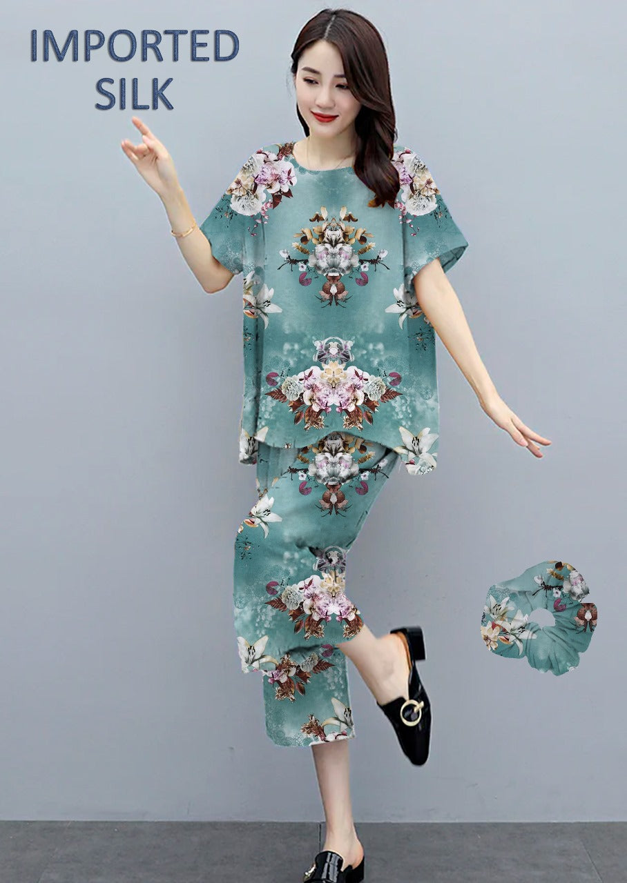 Round Shape Imported 2-Piece Summer Stitched Sleepwear