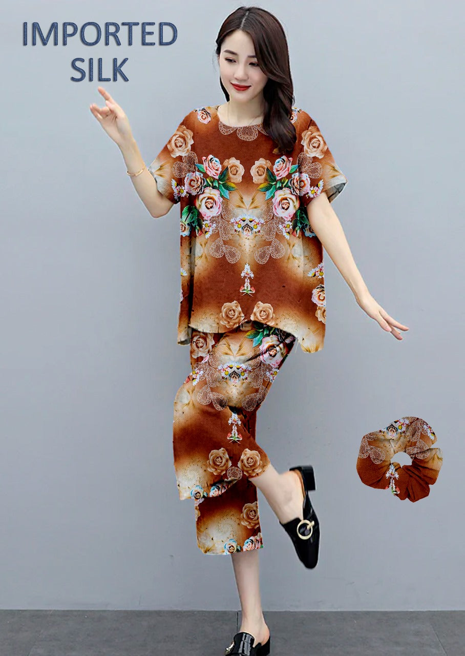 Round Shape Imported 2-Piece Summer Stitched Sleepwear