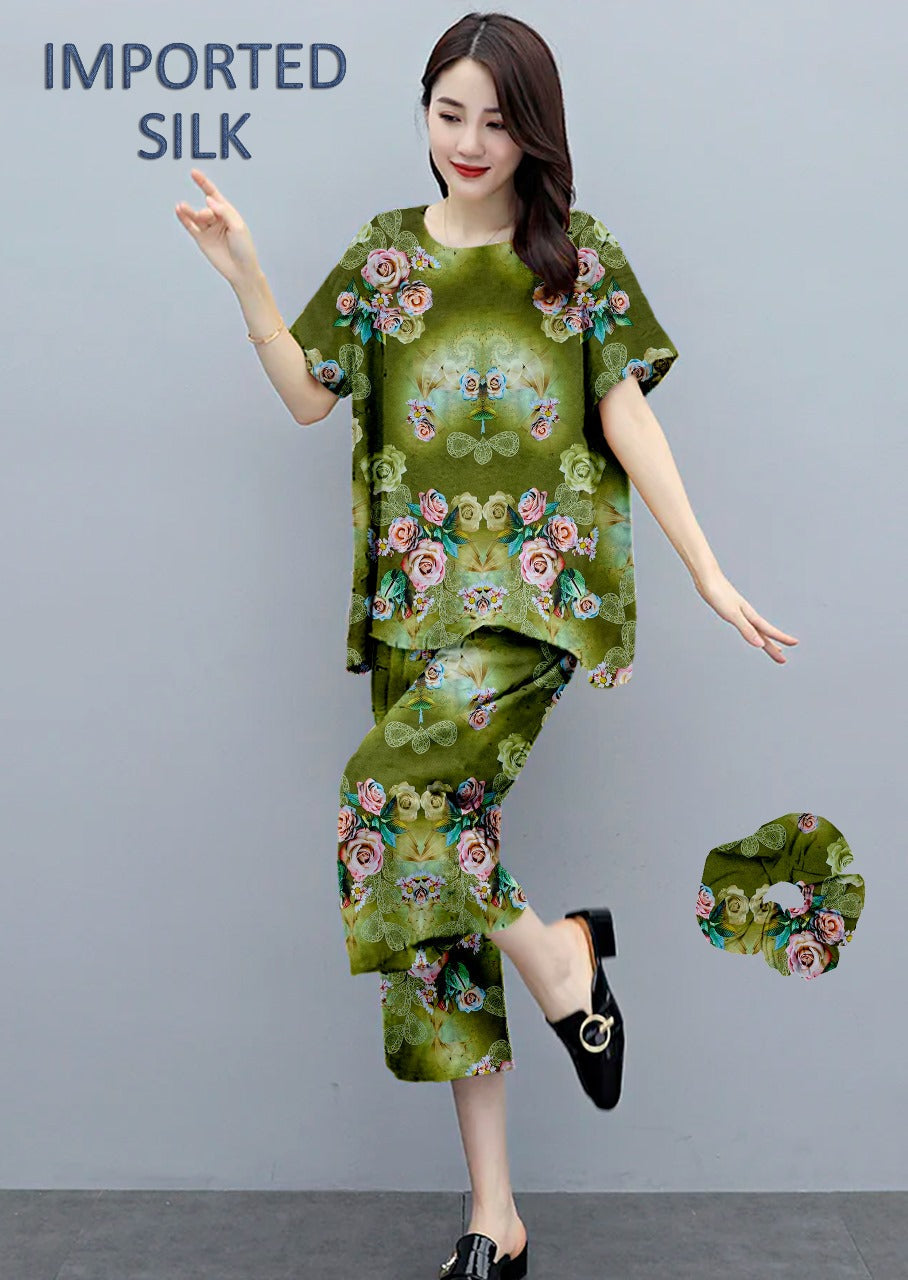 Round Shape Imported 2-Piece Summer Stitched Sleepwear