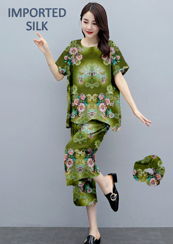 Round Shape Imported 2-Piece Summer Stitched Sleepwear