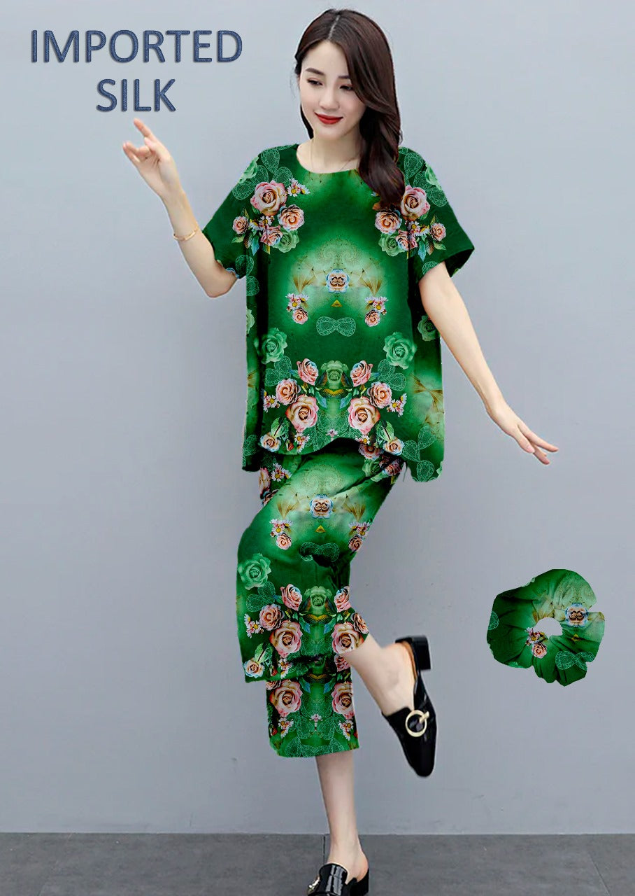 Round Shape Imported 2-Piece Summer Stitched Sleepwear