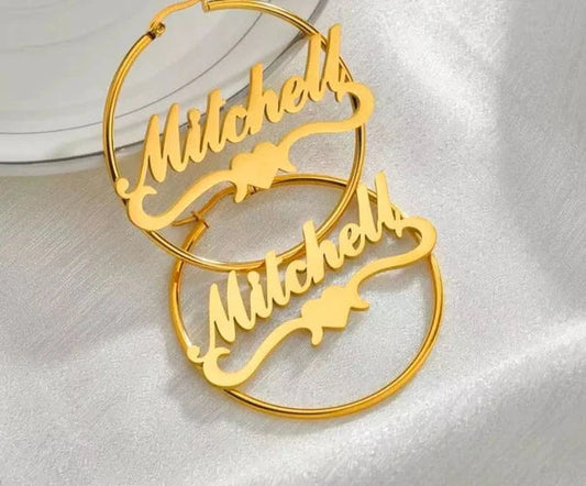 Customize Name Earrings with Heart Design