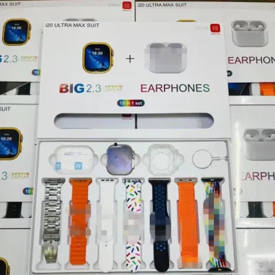 I20 Ultra Max Suit Smart Watch 10 in 1 in One Box 2.3inch Large Screen Smart Watch with Earbuds