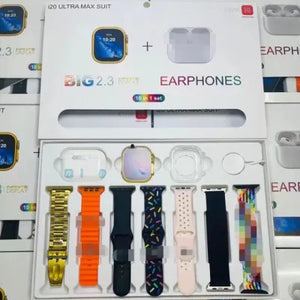 I20 Ultra Max Suit Smart Watch 10 in 1 in One Box 2.3inch Large Screen Smart Watch with Earbuds