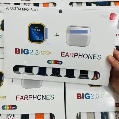 I20 Ultra Max Suit Smart Watch 10 in 1 in One Box 2.3inch Large Screen Smart Watch with Earbuds
