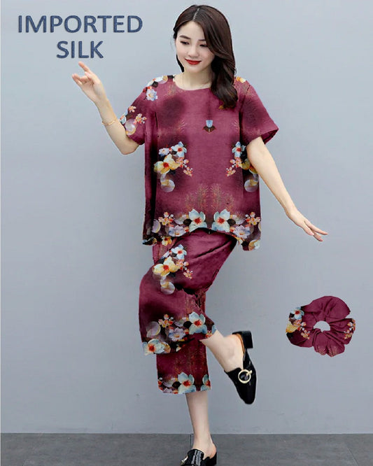Round Shape Imported 2-Piece Summer Stitched Sleepwear
