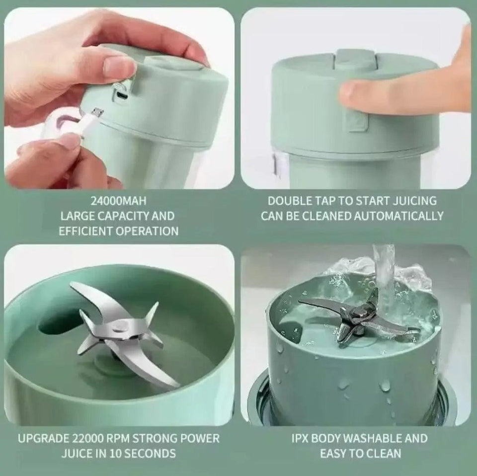 Rechargeable fast glass juicer + free silicone straw