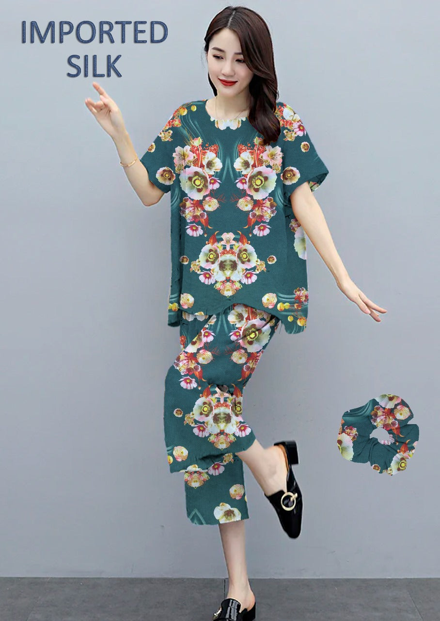 Round Shape Imported 2-Piece Summer Stitched Sleepwear