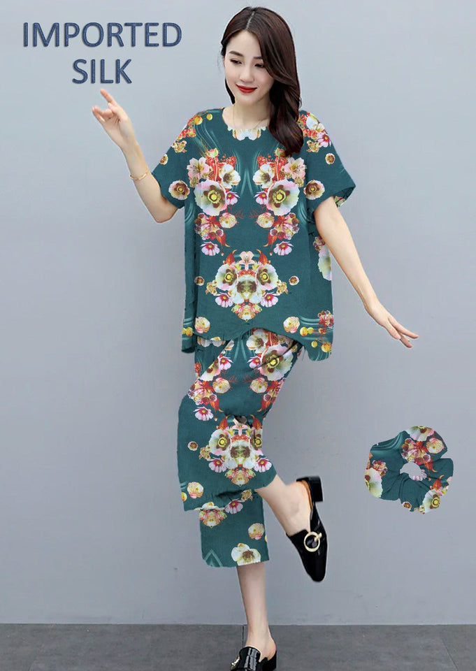 Round Shape Imported 2-Piece Summer Stitched Sleepwear