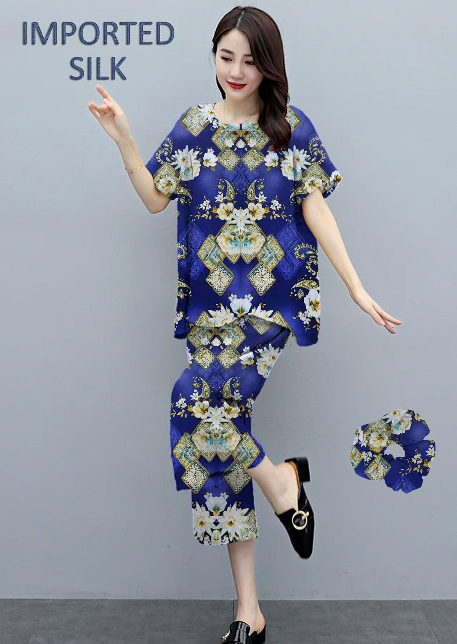 Round Shape Imported 2-Piece Summer Stitched Sleepwear