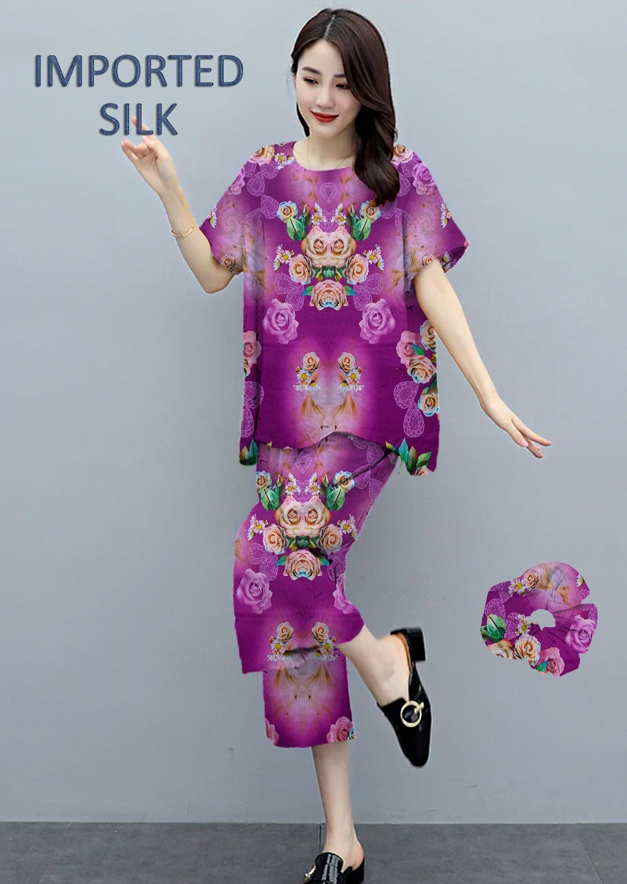 Round Shape Imported 2-Piece Summer Stitched Sleepwear