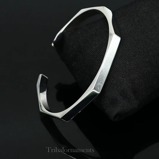 Elegant Stainless Steel Hexagon Cuff Bracelet