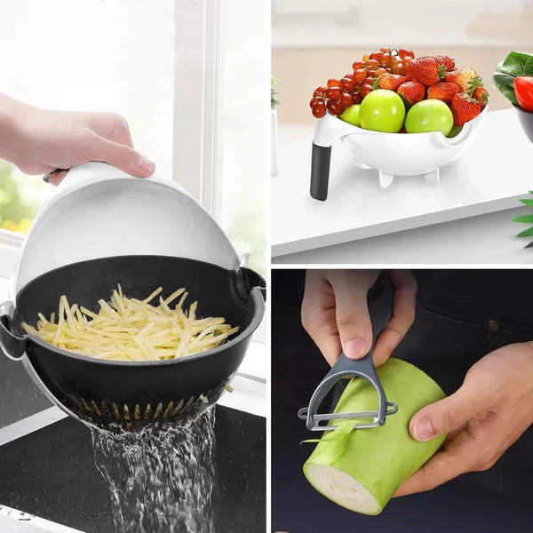 9 in 1 Multi-functional Vegetable Cutter With Drain Basket
